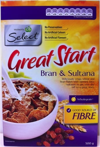 Woolworths Select Great Start Bran & Sultanas Cereal Woolworths Select Great Start Bran & Sultanas Cereal
