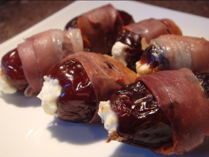 Prouschitto wrapped dates stuffed with Blue cheese Real Recipes from Mums