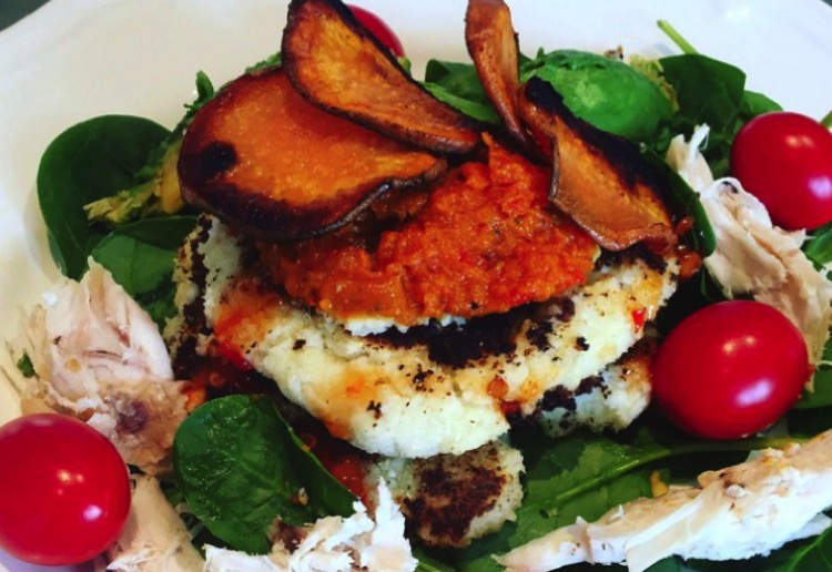 Cauliflower Patties with Roasted Capsicum and Carrot Pesto Real